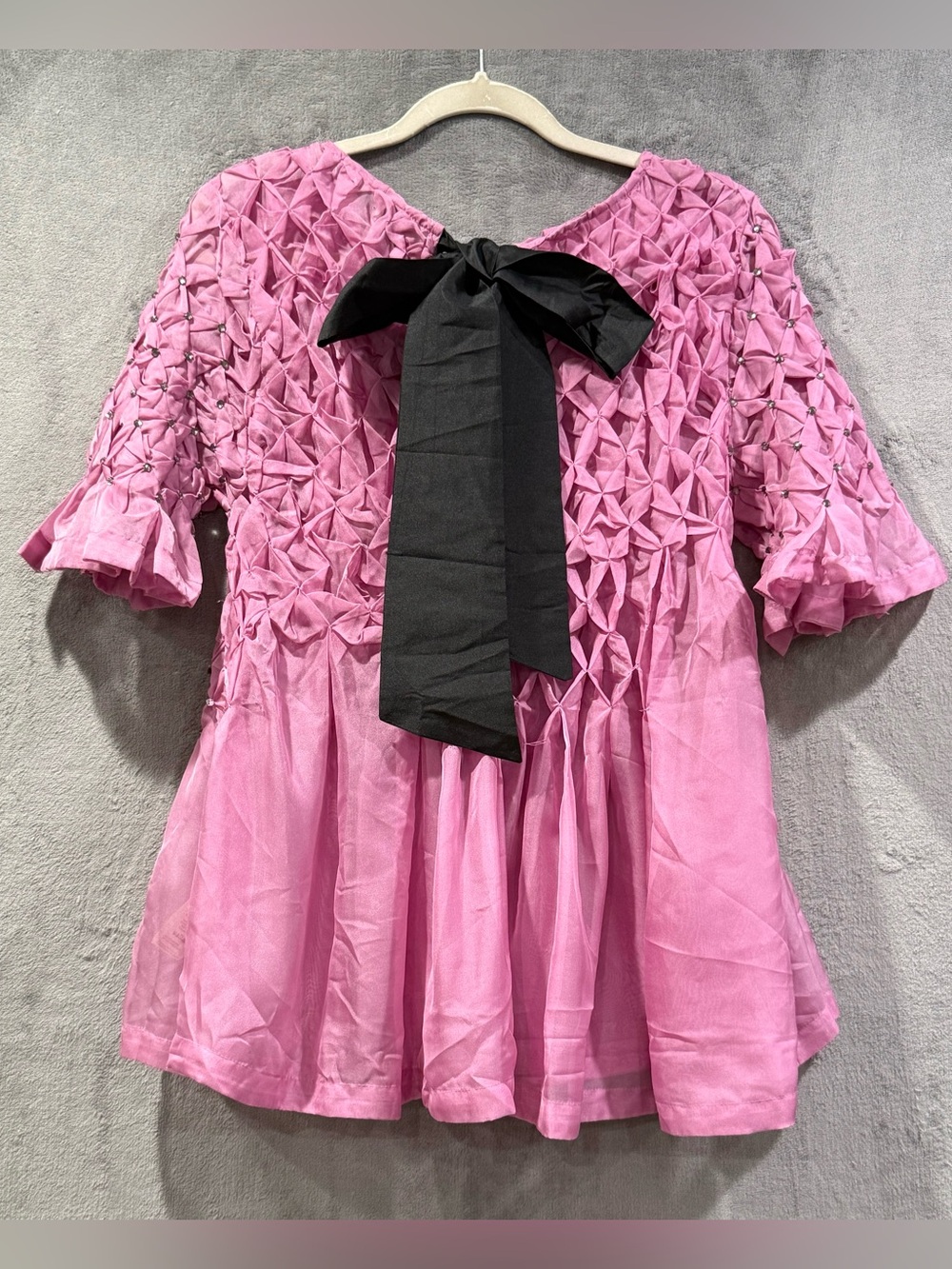Anthropologie Maeve Sz XLPink Rhinestone Sheer Babydoll Blouse Fairy Whimsical - Picture 7 of 11